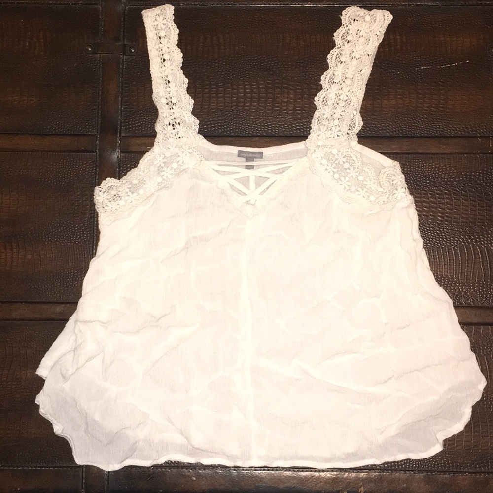 White lace strap tank